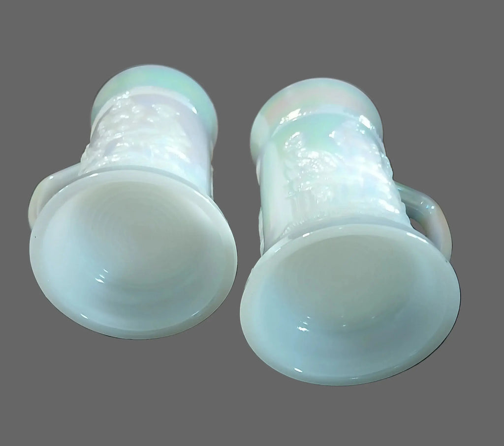 Federal Glass Iridescent Milk Glass Beer Steins (Pair) – Pearl Lustre, 1950s–60s Federal Glass