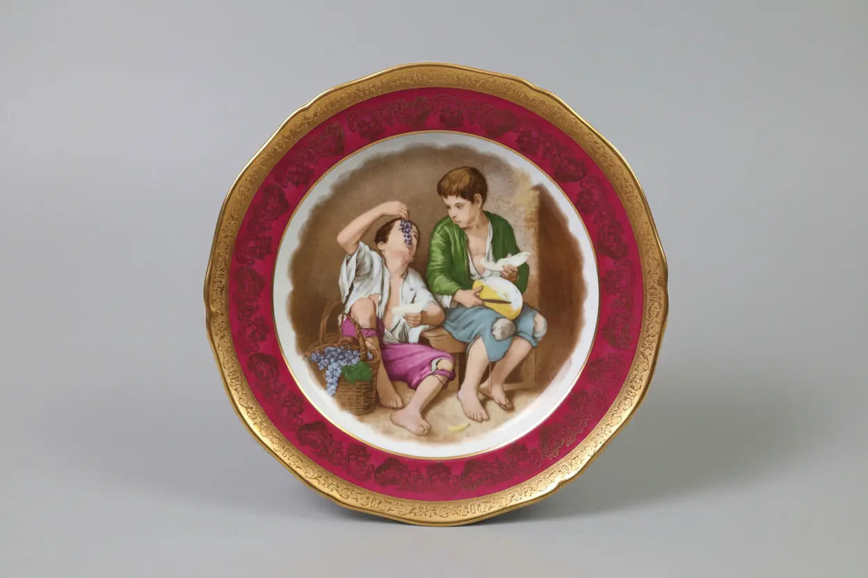 Antique Limoges Plate W.G. & Co. | Murillo Children Eating Grapes