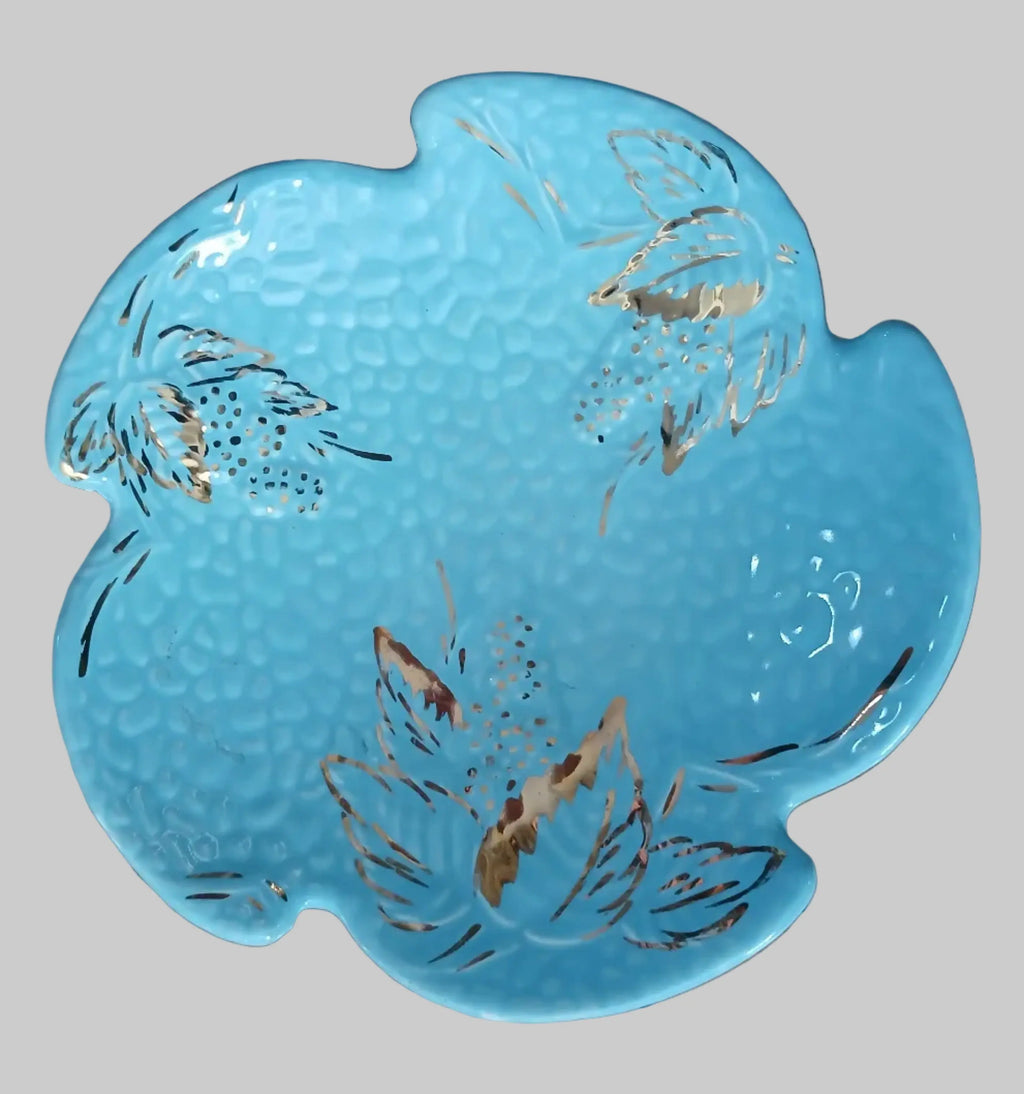 Wade England Golden Turquoise Bramble Ware Bowl – 7", 1950s British Ceramics Wade England