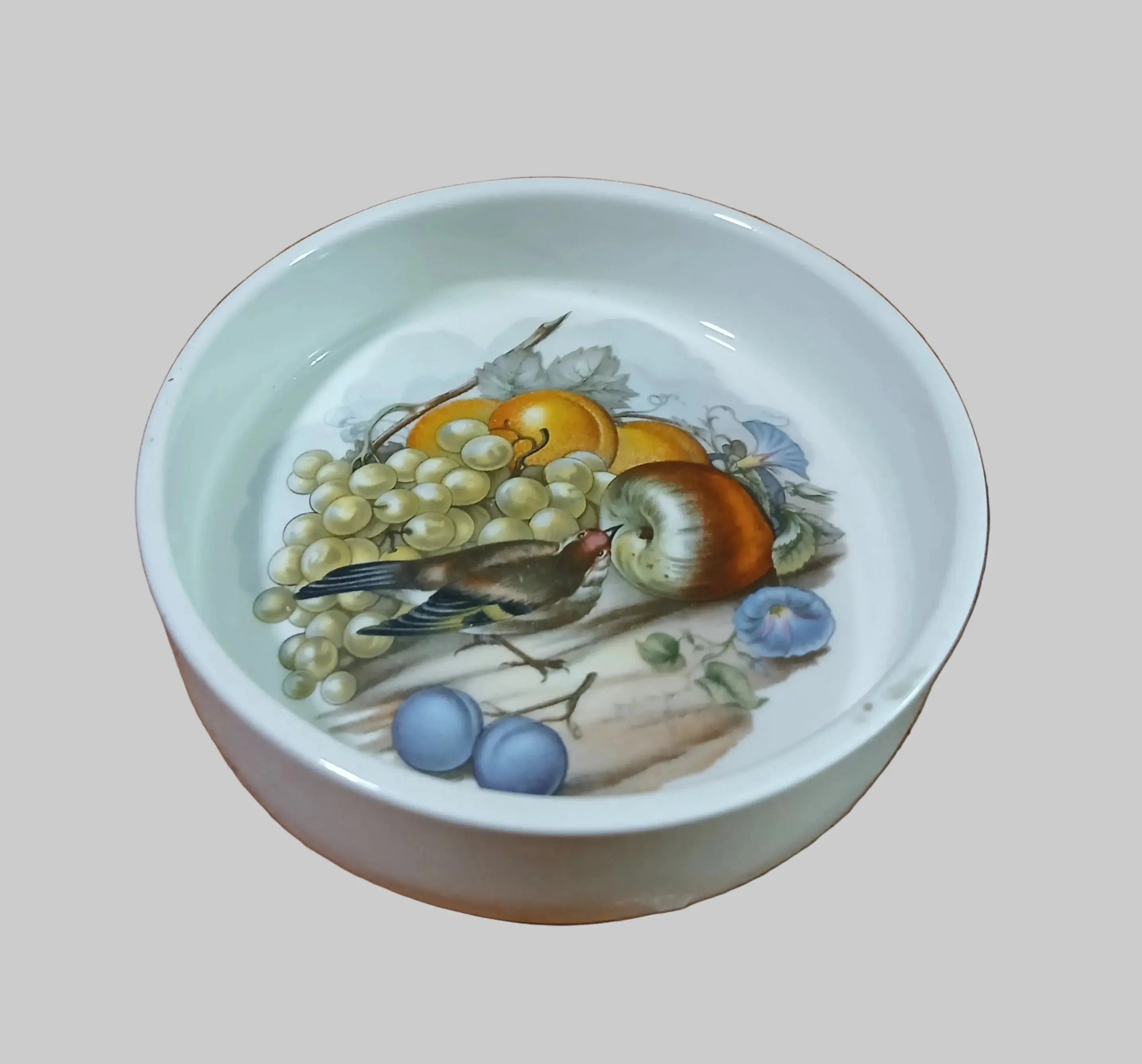 Johnson Brothers Vintage Earthenware Trinket Dish | Hand-Painted Botanical Bird Johnson Brothers
