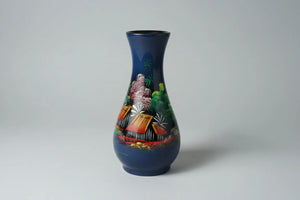 Vintage Vietnamese Lacquerware Bud Vase — Hand-Painted Landscape, 6≈3"