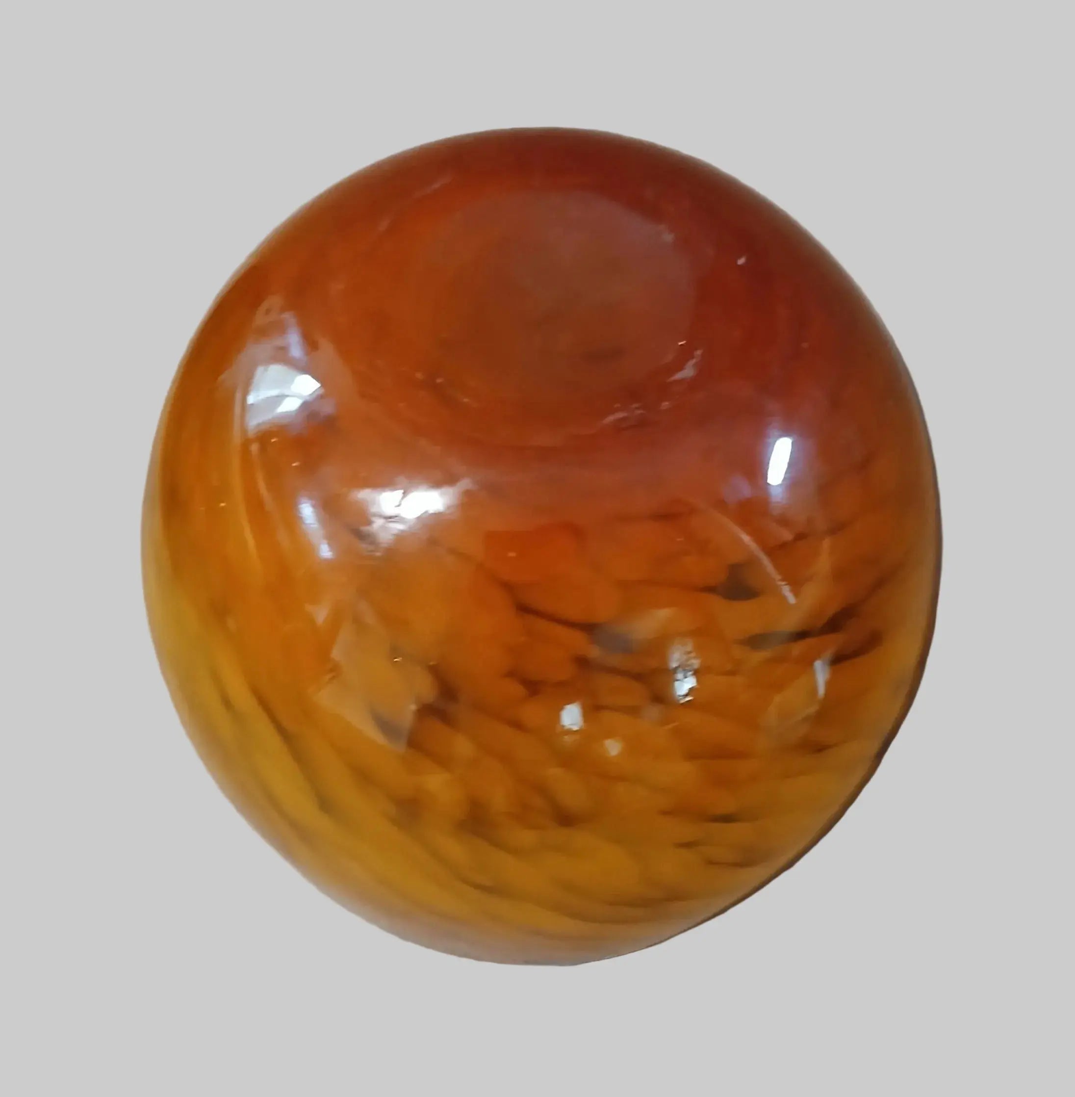 Vintage Mid-Century Hand-Blown Art Glass Bowl – Tortoiseshell Amber & Brown, c. 1950s–1960s Vintage Craze