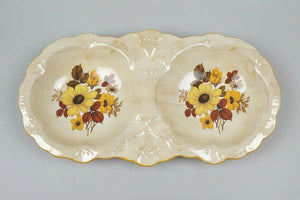 Old Foley James Kent Sunflower Two-Section Serving Dish – Staffordshire, 1950s