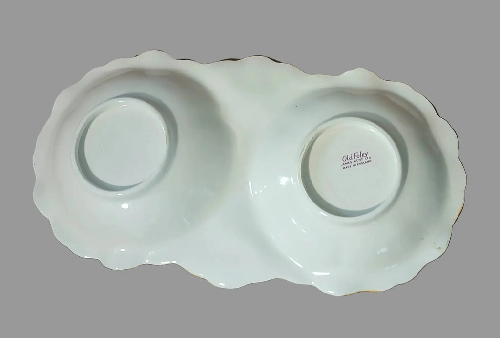 Old Foley James Kent Sunflower Two-Section Serving Dish – Staffordshire, 1950s Old Foley James Kent Ltd