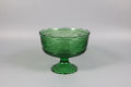 E.O. Brody Emerald Green Pedestal Compote – Swirl Pattern, 1950s–1960s Cleveland Glass E.O. Brody Company