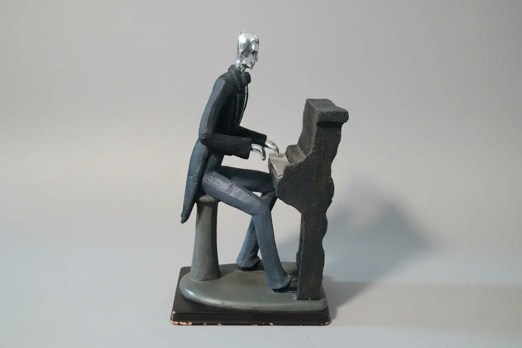 Vintage Art Deco Jazz Pianist Sculpture – Brass & Silver-Tone Metal, Mid-Century, 12" Vintage Craze