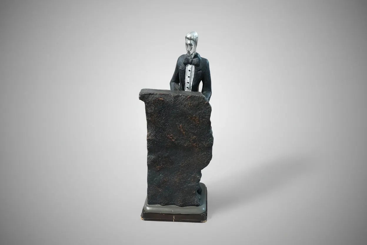 Vintage Art Deco Jazz Pianist Sculpture – Brass & Silver-Tone Metal, Mid-Century, 12" Vintage Craze