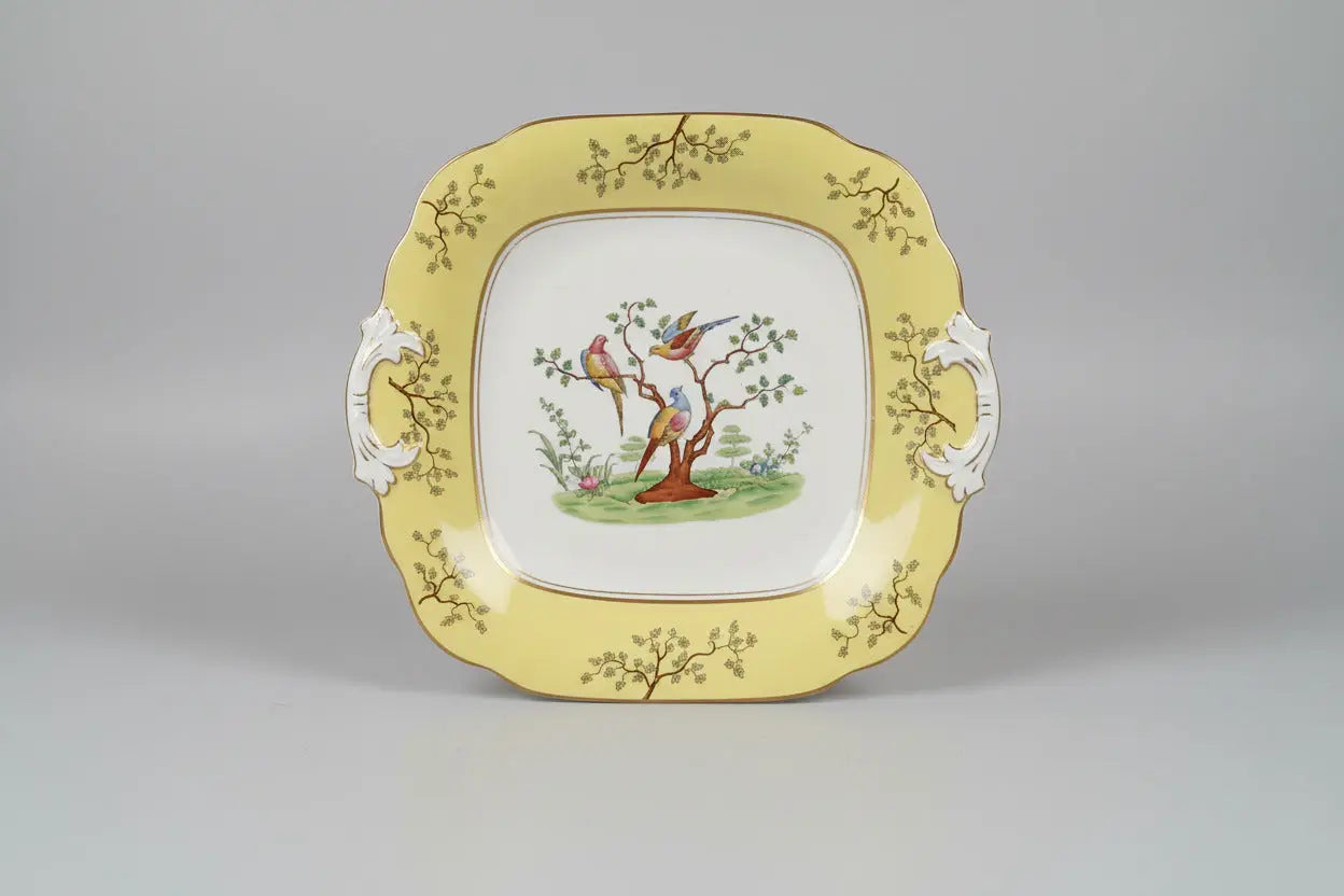 Grosvenor China Square Sandwich Plate – Chelsea Birds Pattern #56 (1920s–1930s) Grosvenor China / Jackson & Gosling Ltd