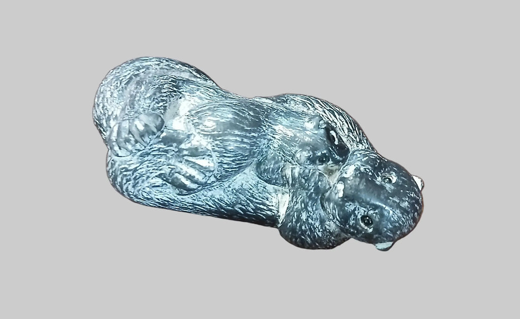 Vintage Canadian Soapstone Beaver Sculpture – Hand-Carved Mother & Pup, Signed, c. 1970s–1980s Vintage Craze