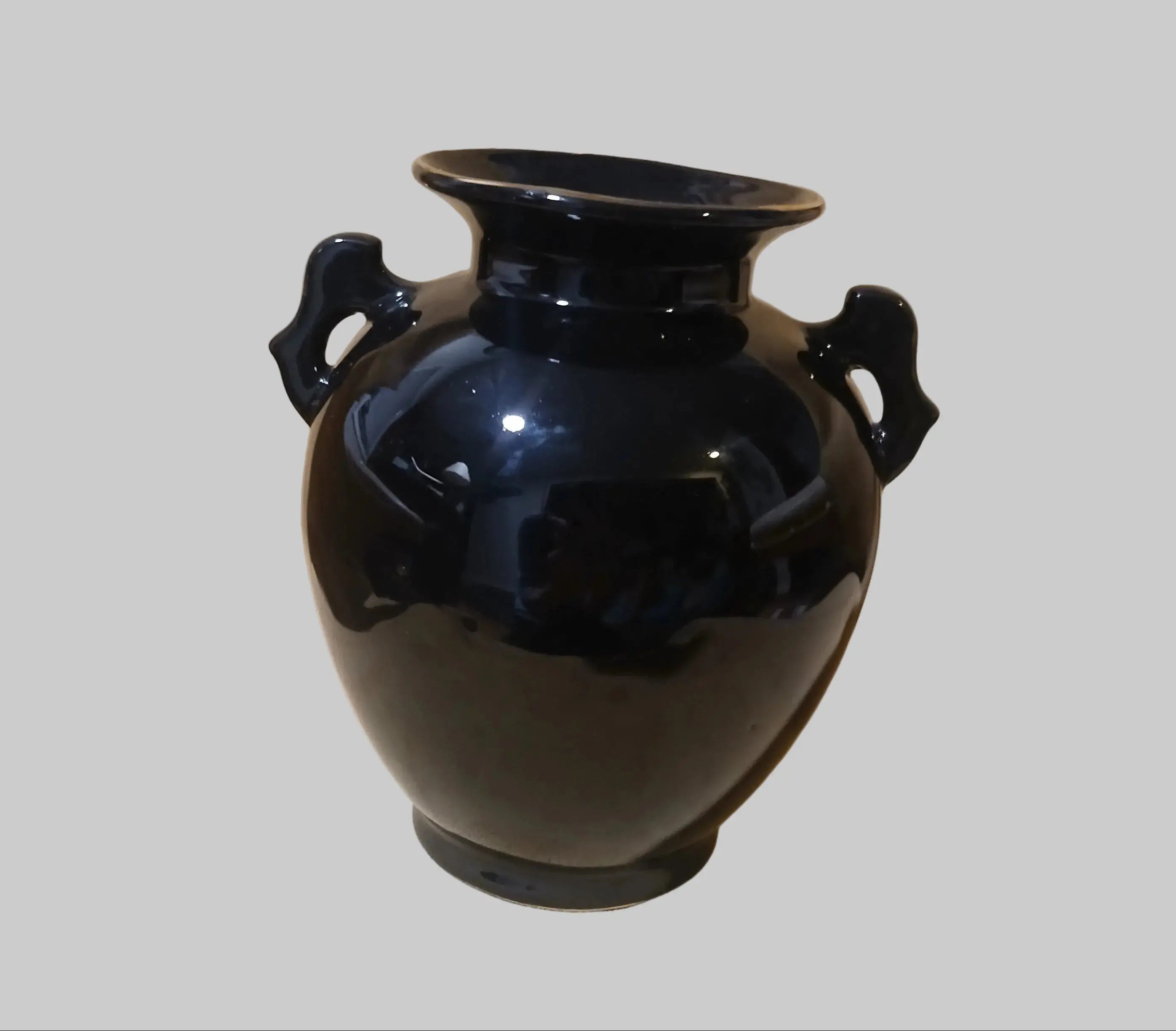 Vintage Bijutsu Toki Japanese Porcelain Vase — Peacock & Peony, Black Ground, 1960s Bijutsu Toki