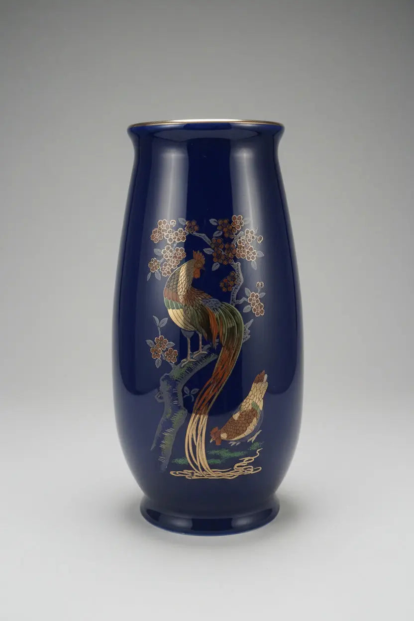 Vintage Satsuma-Style Japanese Vase — Golden Rooster & Magnolia, National Silver Co., Nagoya 1950s–60s National Silver Company