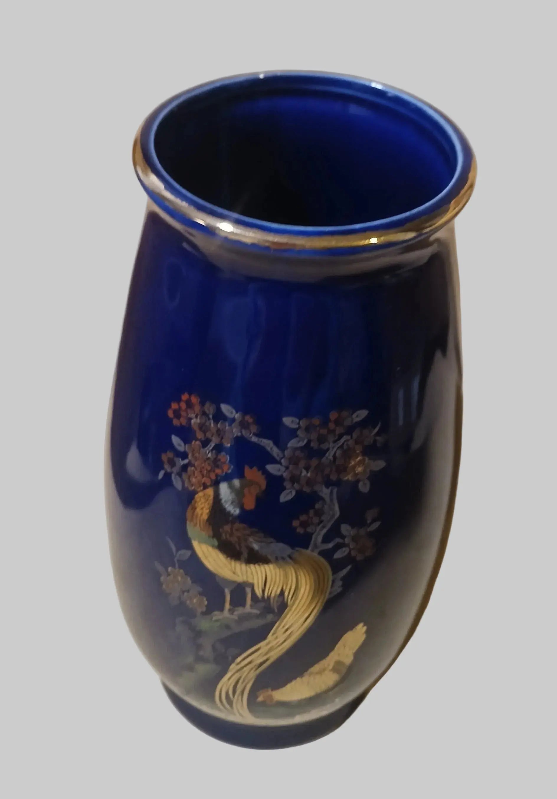 Vintage Satsuma-Style Japanese Vase — Golden Rooster & Magnolia, National Silver Co., Nagoya 1950s–60s National Silver Company