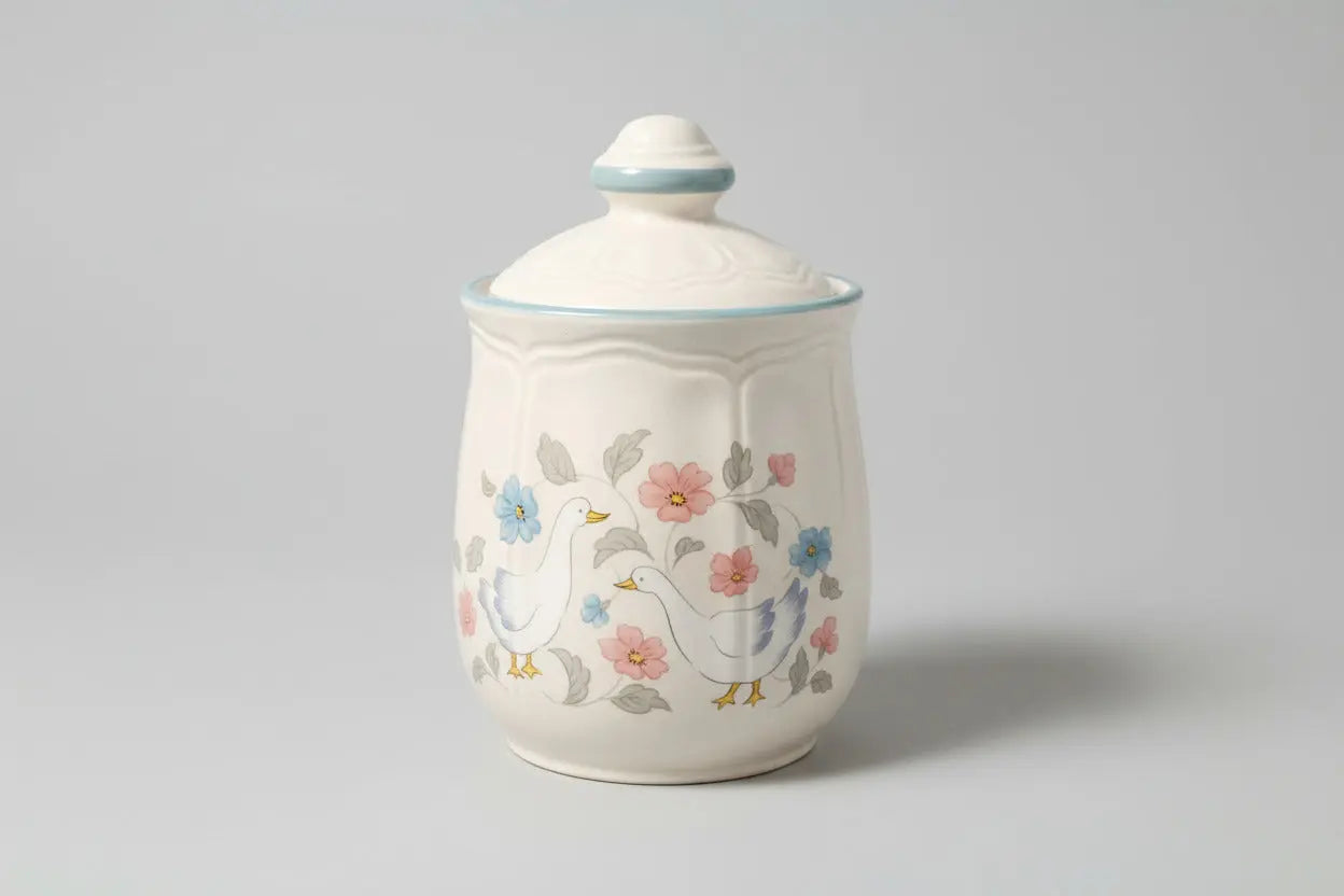 Vintage Country Geese Stoneware Canister – 1980s Japan | Grandmacore Kitchen Decor Japan