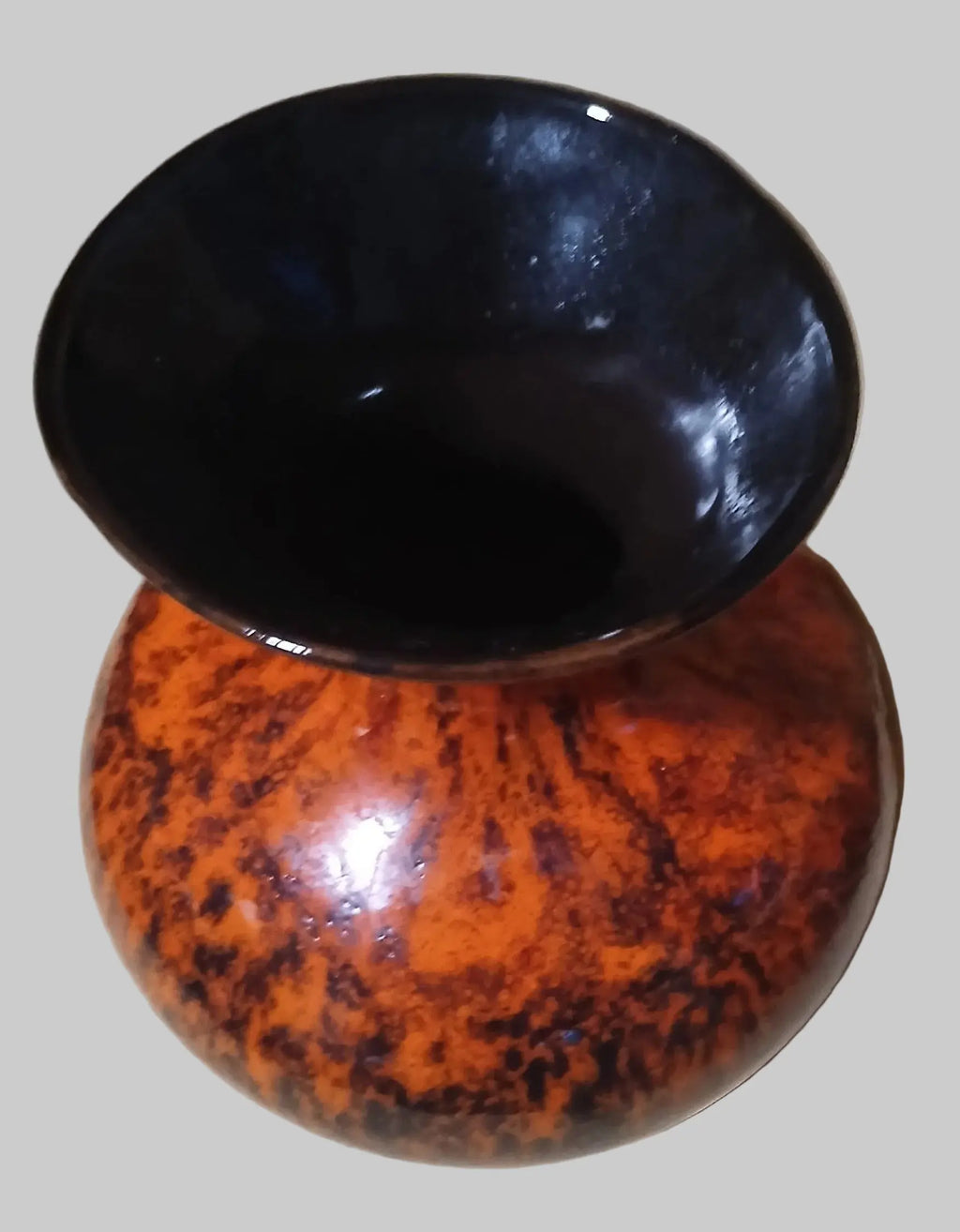 Canuck Pottery Evangeline Ware Lava Drip Vase – Orange & Black, 1960s Canadian Canuck Pottery