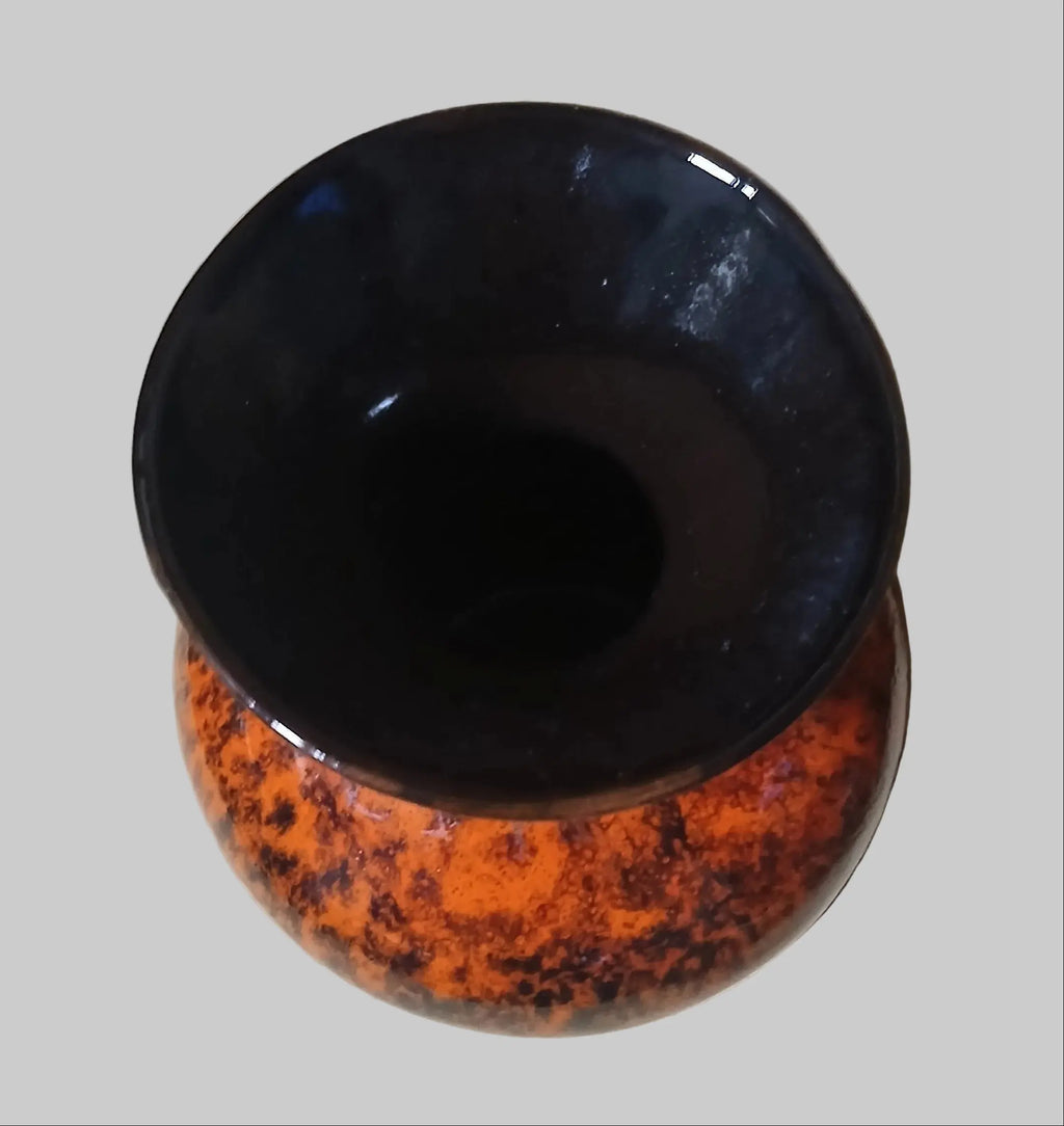 Canuck Pottery Evangeline Ware Lava Drip Vase – Orange & Black, 1960s Canadian Canuck Pottery