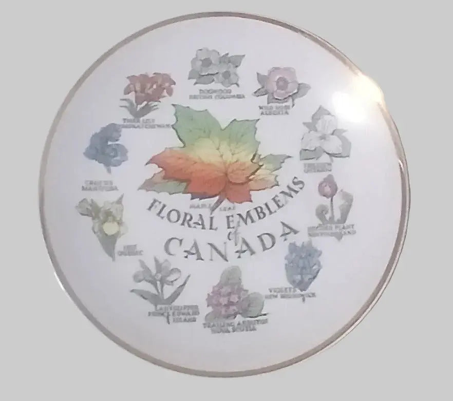Vintage Floral Emblems of Canada Souvenir Plate — Provincial Flowers, Hand-Painted, 1950s–60s Made in Japan
