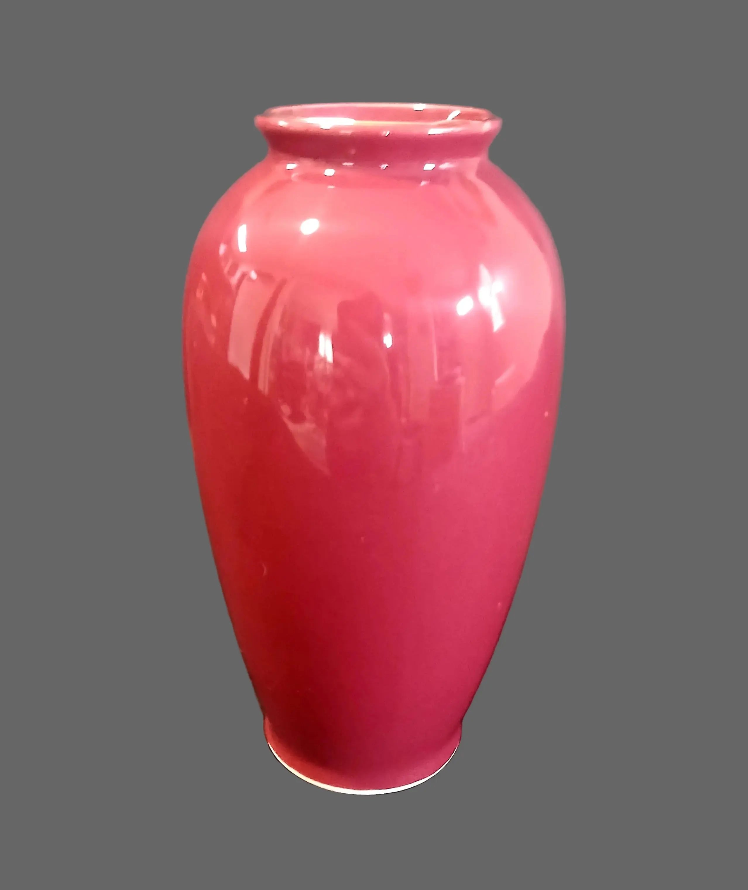 Vintage Japanese Kutani Style Porcelain Vase – Dark Pink with Golden Peacock & Floral Motifs, Mid-20th Century Japan