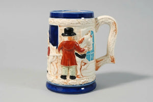 Vintage Japanese Beer Stein – Horse & Carriage Country Scene, German-Style (1950s–1960s)