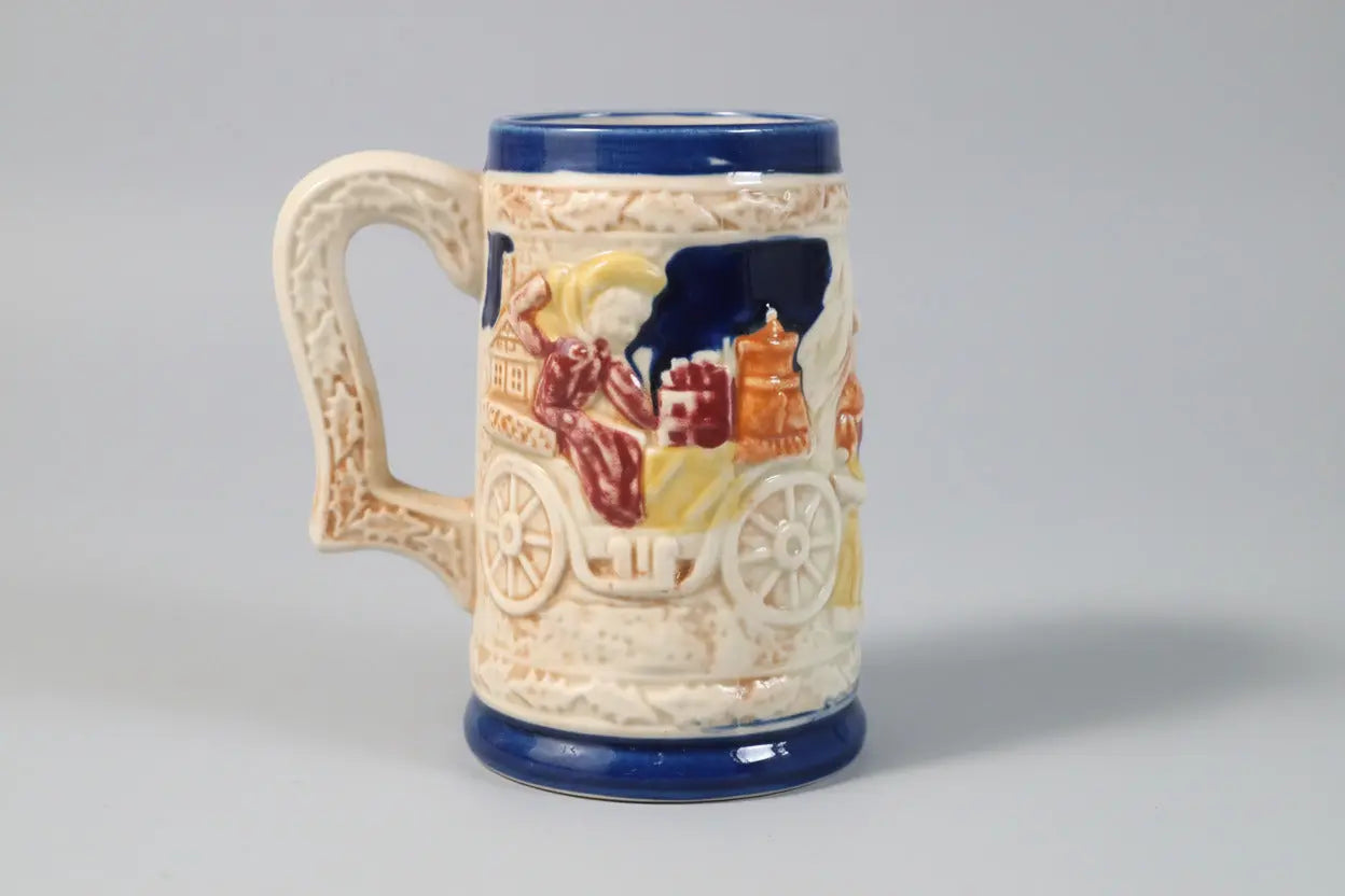 Vintage Japanese Beer Stein – Horse & Carriage Country Scene, German-Style (1950s–1960s) Vintage Craze