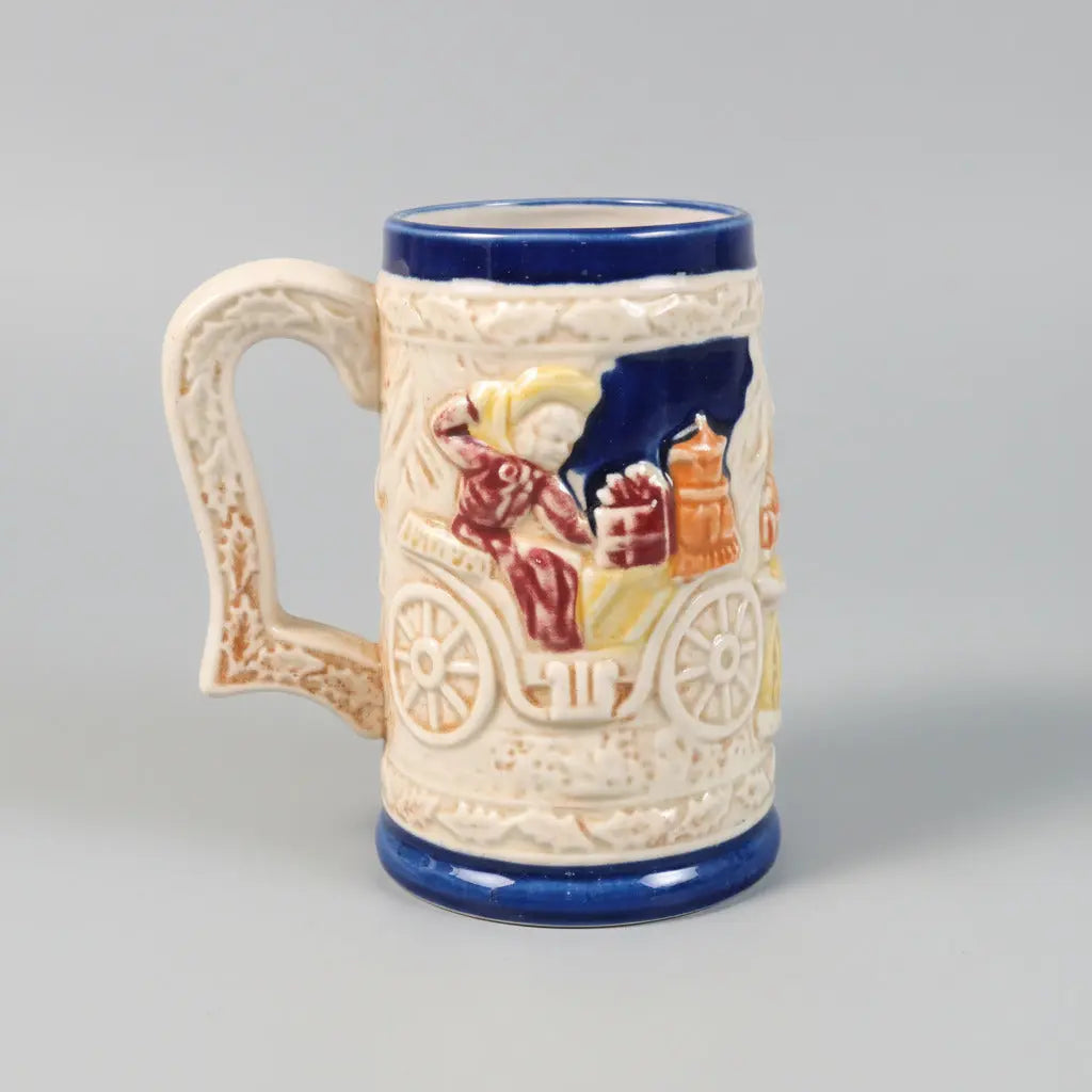 Vintage Japanese Beer Stein – Horse & Carriage Country Scene, German-Style (1950s–1960s) Vintage Craze