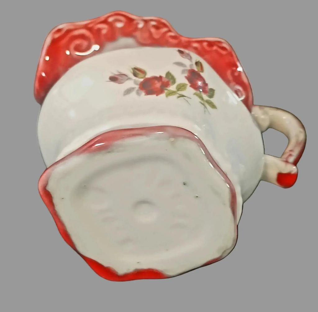 Antique R.S. Prussia Porcelain Pitcher – Mold 91, Red Rose Art Nouveau (1895–1905) Vintage Craze