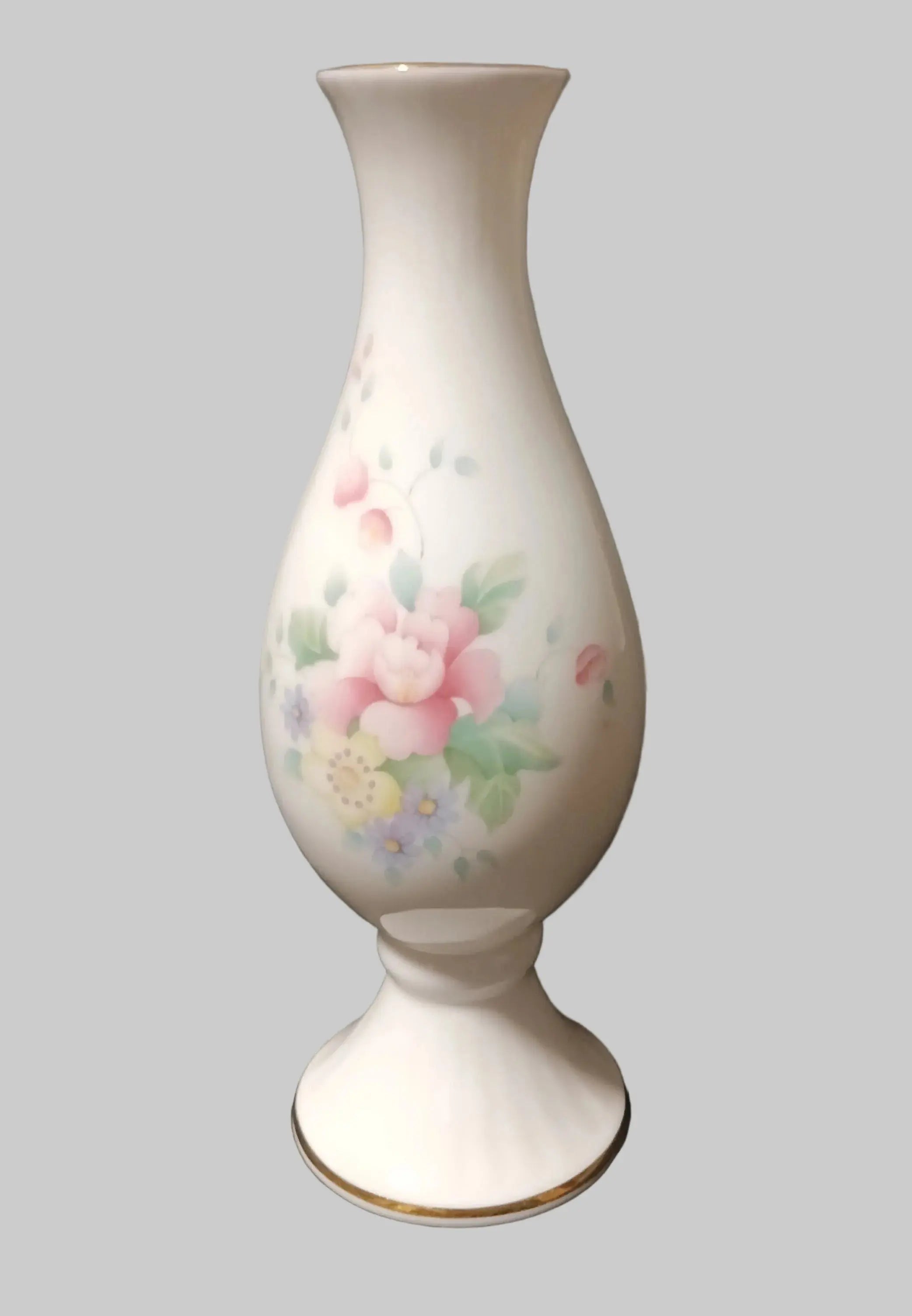 Royal Doulton England "Summer Bouquet" Footed Bud Vase — Fine Bone China, Pattern No. 5105, 1985 Royal Doulton