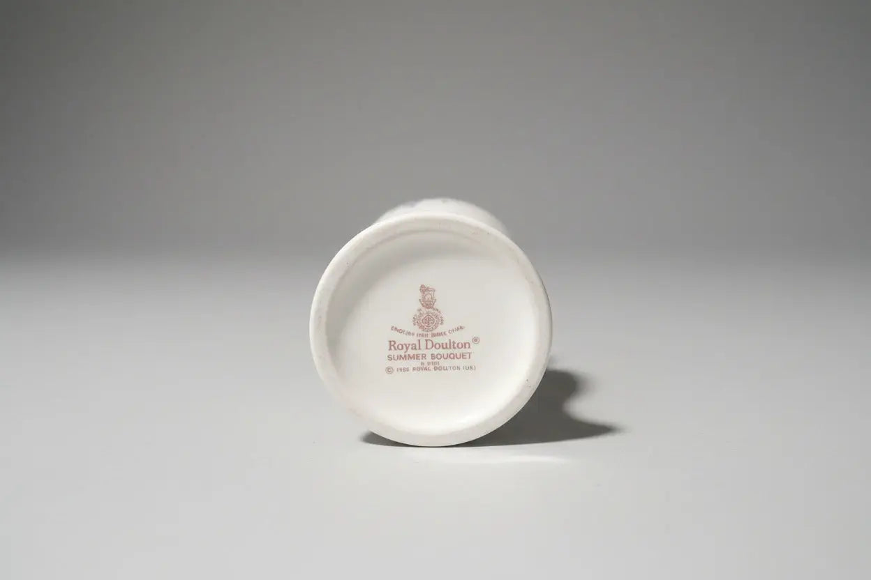 Royal Doulton England "Summer Bouquet" Footed Bud Vase — Fine Bone China, Pattern No. 5105, 1985 Royal Doulton