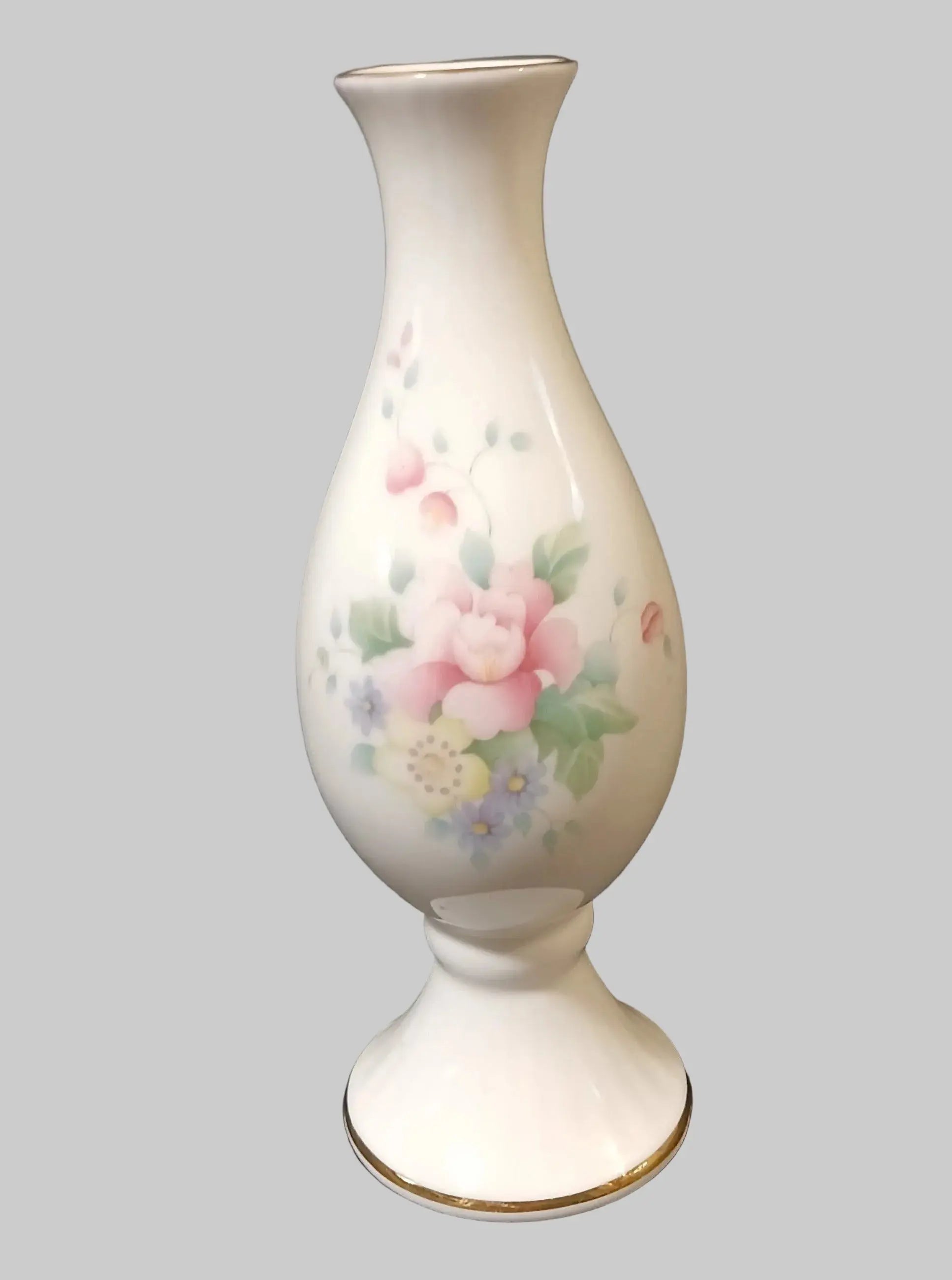 Royal Doulton England "Summer Bouquet" Footed Bud Vase — Fine Bone China, Pattern No. 5105, 1985 Royal Doulton