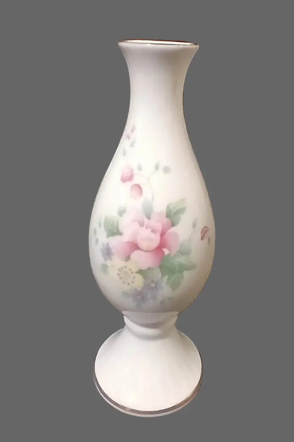 Royal Doulton England "Summer Bouquet" Footed Bud Vase — Fine Bone China, Pattern No. 5105, 1985 Royal Doulton