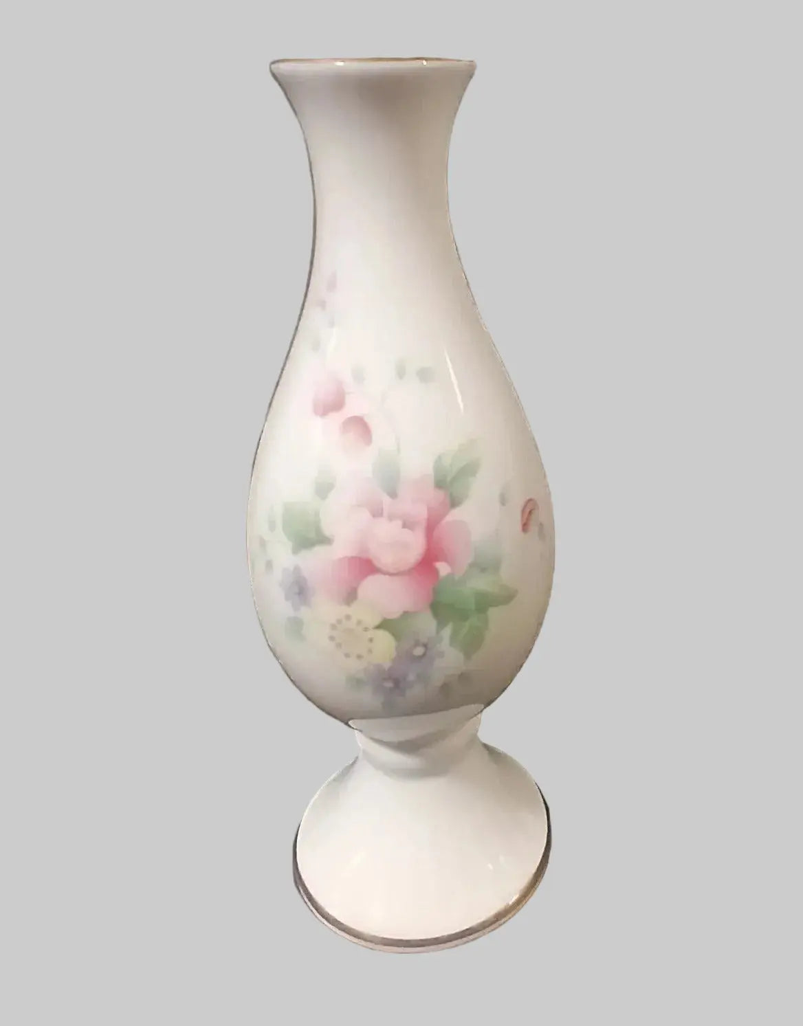 Royal Doulton England "Summer Bouquet" Footed Bud Vase — Fine Bone China, Pattern No. 5105, 1985 Royal Doulton