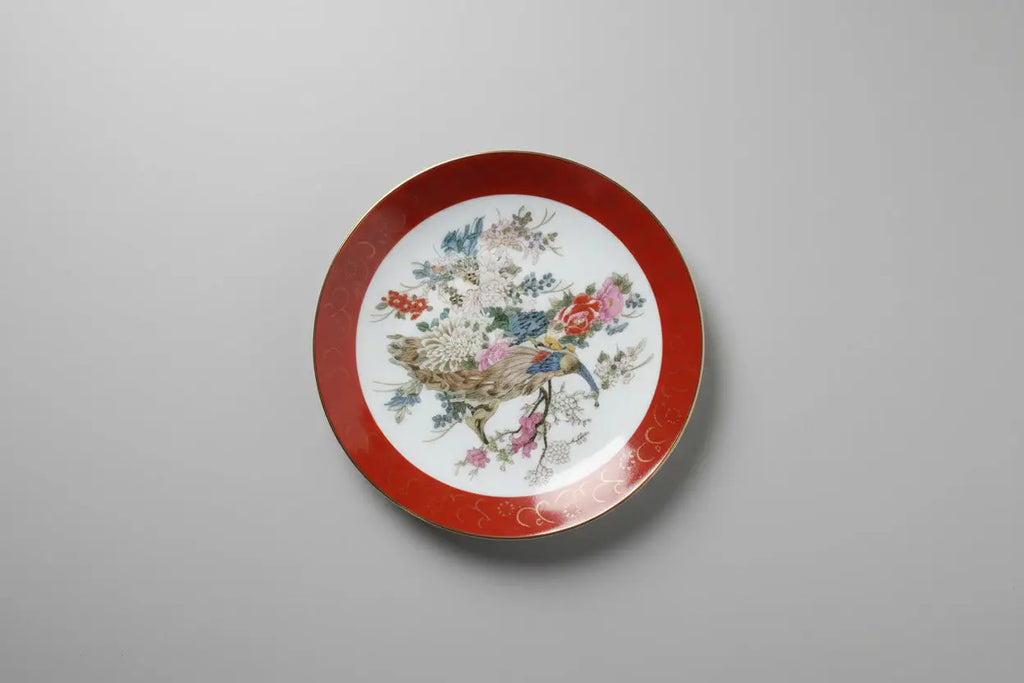 Fuji Quality Satsuma-Style Porcelain Decorative Plate – Peacocks & Florals, Japan, 1940s–1950s Fuji Quality