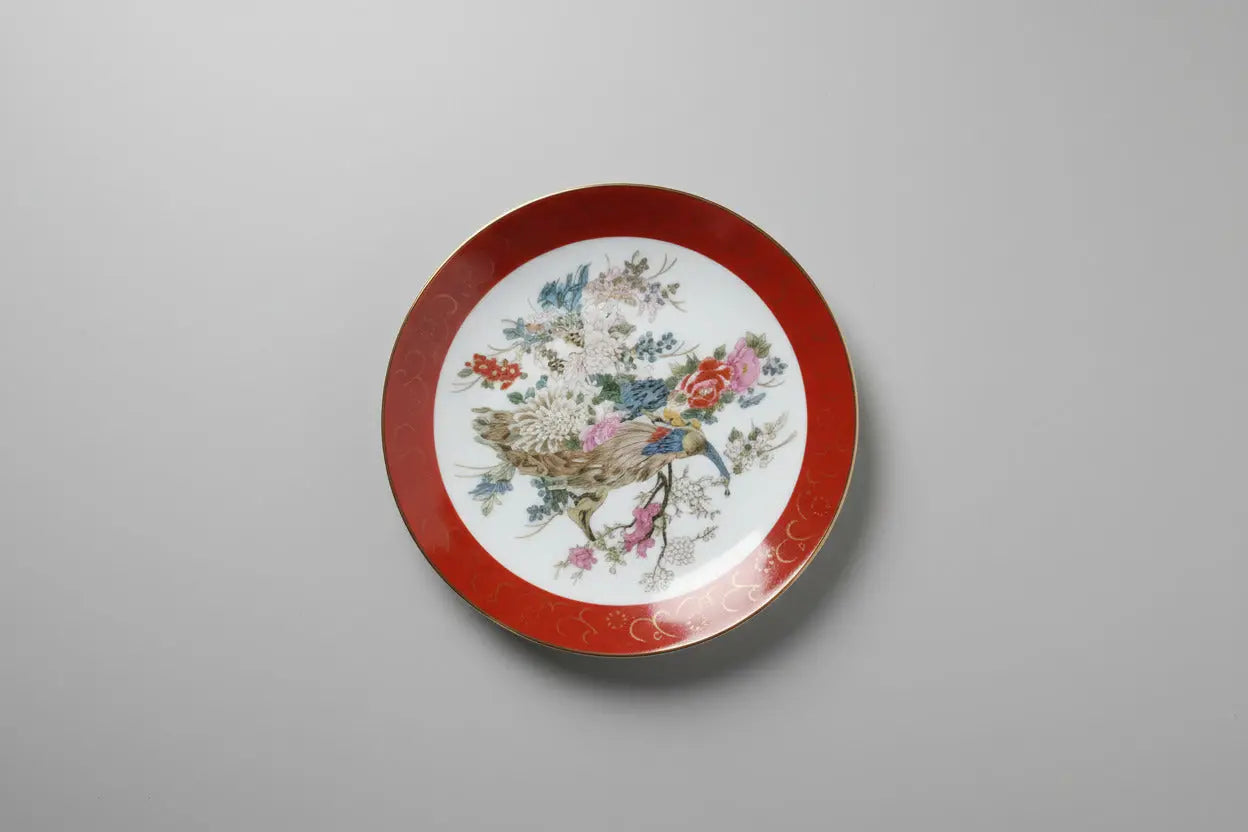 Fuji Quality Satsuma-Style Porcelain Decorative Plate – Peacocks & Florals, Japan, 1940s–1950s Fuji Quality