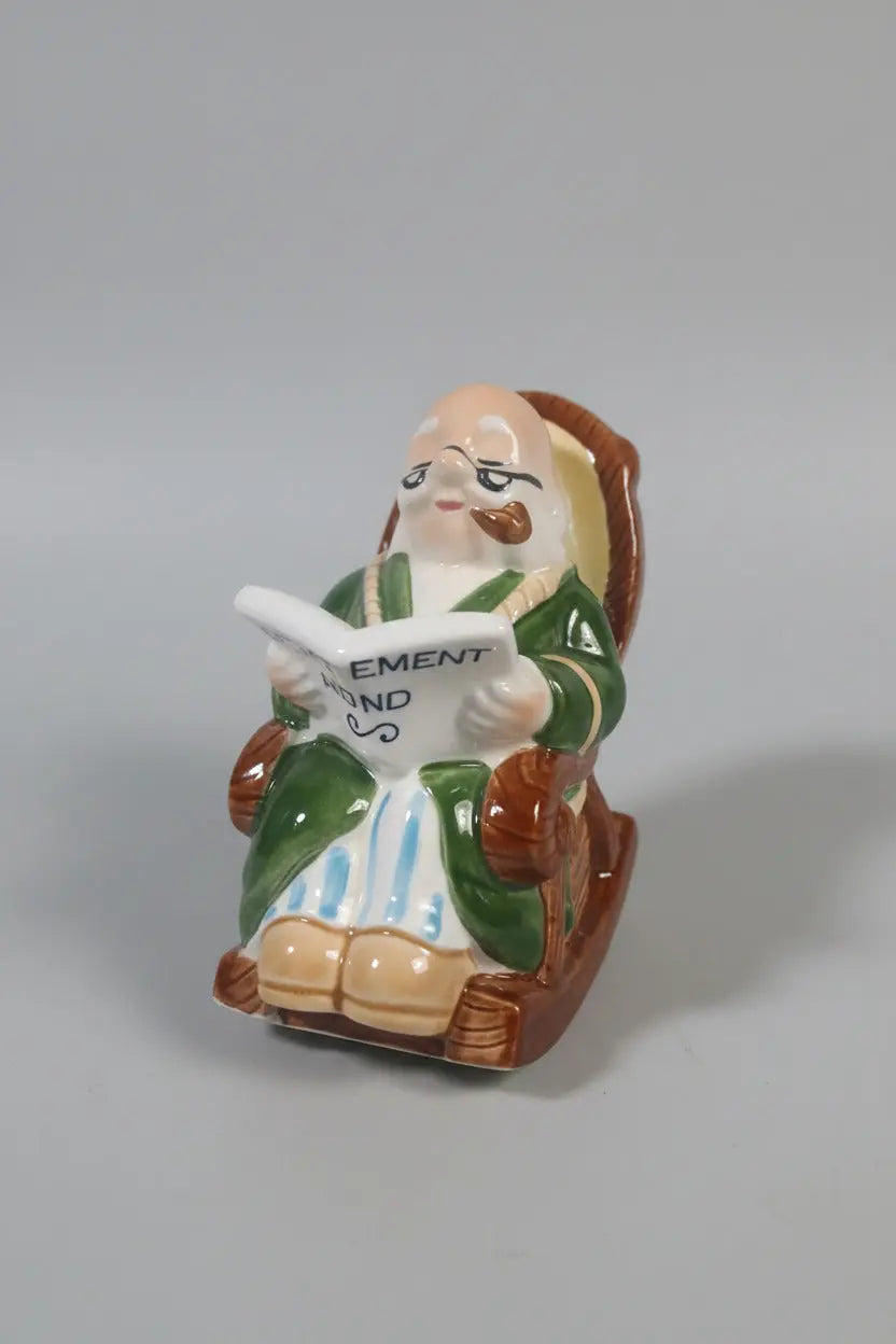 Lefton "Retirement Fun" Piggy Bank – Hand-Painted Ceramic, Japan, 1960s–1970s Lefton