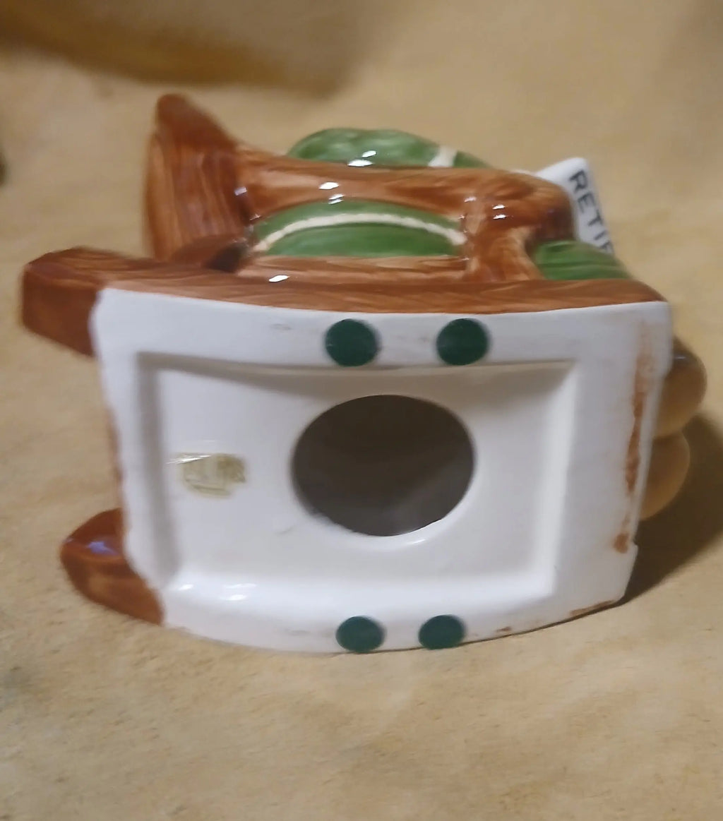 Lefton "Retirement Fun" Piggy Bank – Hand-Painted Ceramic, Japan, 1960s–1970s Lefton