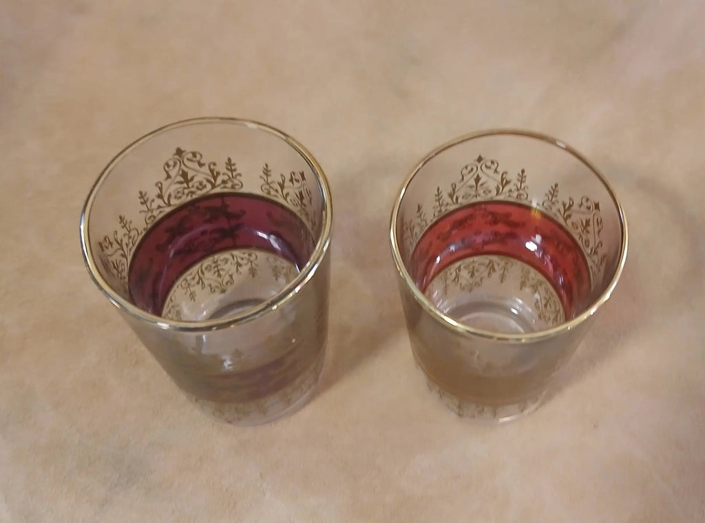M. Missary Paris Moroccan Tea Glasses – Sheherazade Pattern, 22K Gold, Pair, 1960s M. Missary Paris