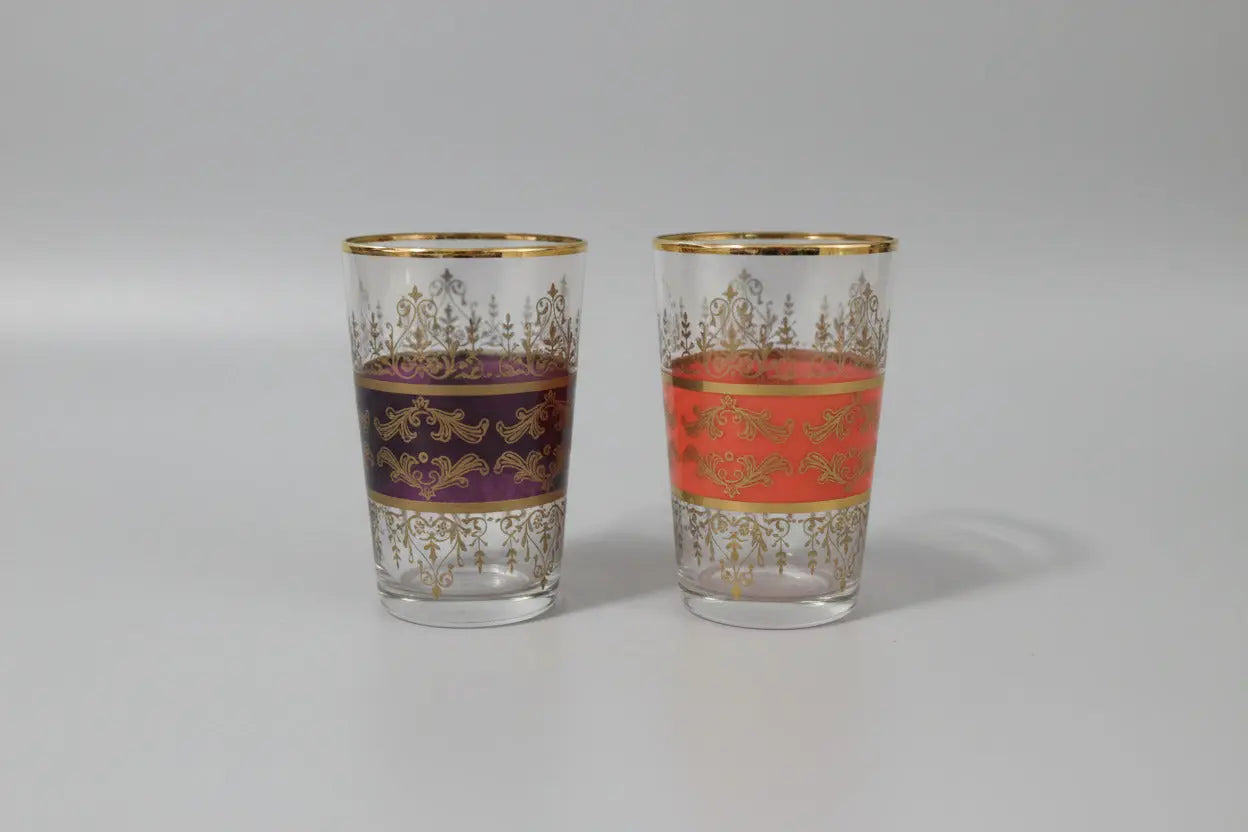 M. Missary Paris Moroccan Tea Glasses – Sheherazade Pattern, 22K Gold, Pair, 1960s M. Missary Paris