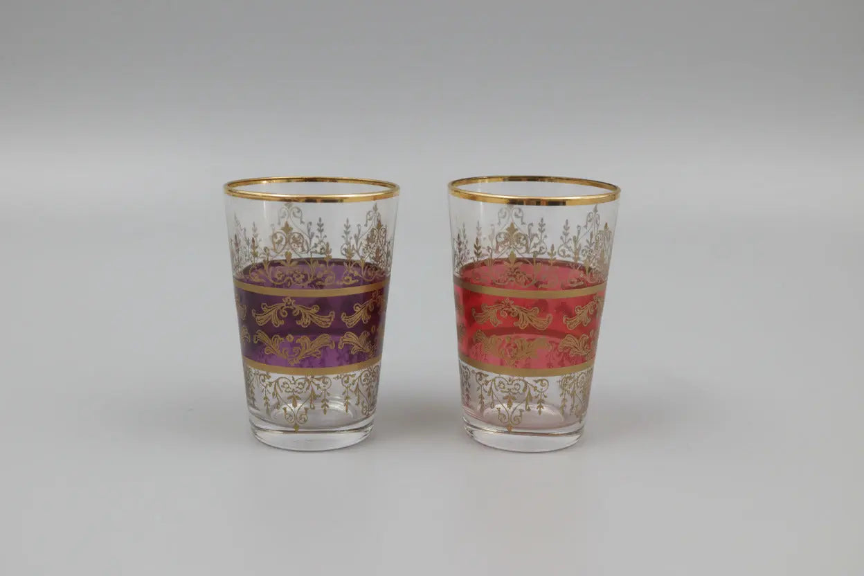 M. Missary Paris Moroccan Tea Glasses – Sheherazade Pattern, 22K Gold, Pair, 1960s M. Missary Paris