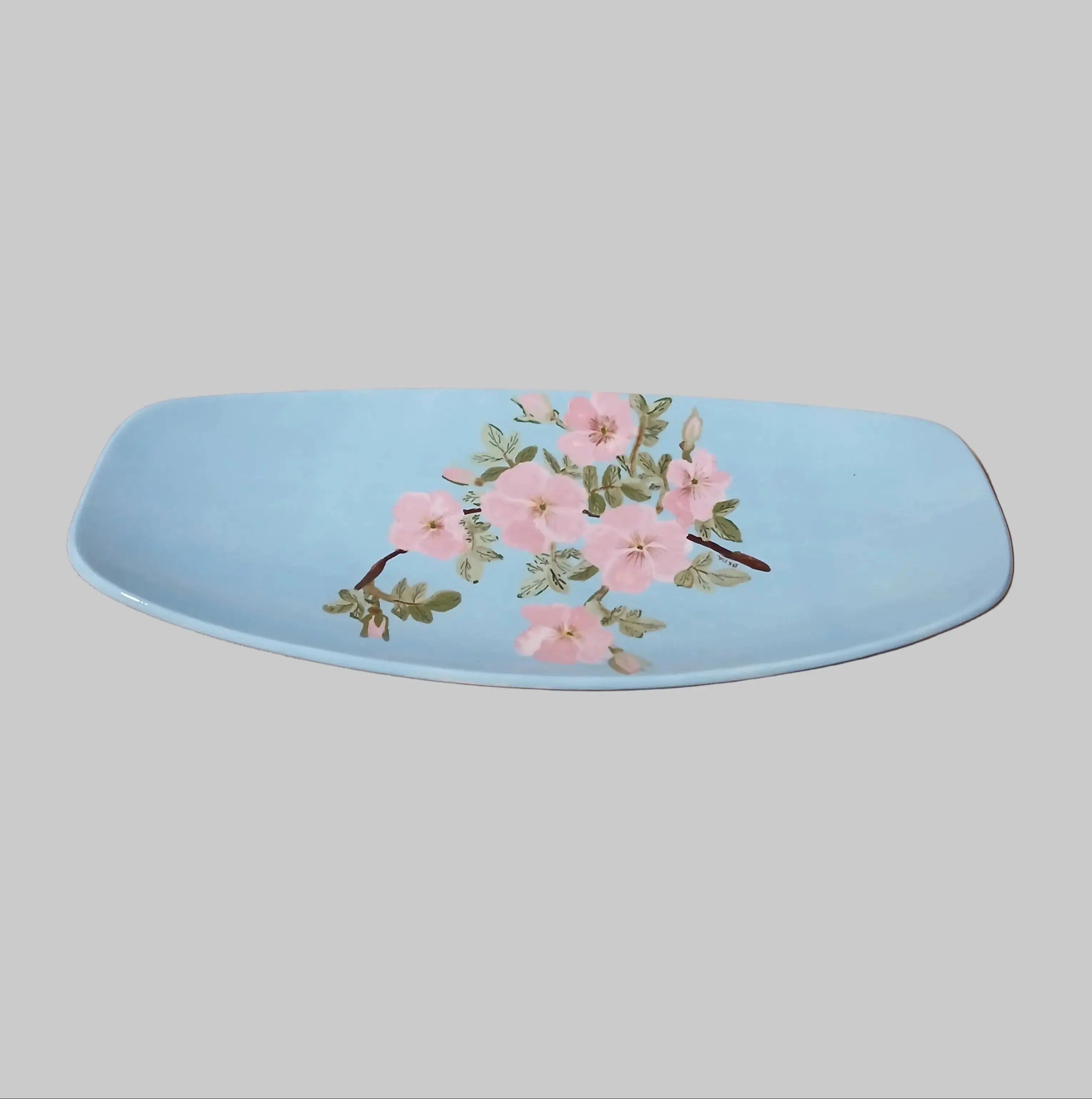 Bella Rosa Hand-Painted Footed Oval Platter — Seyei Fine China, Japan Seyei China