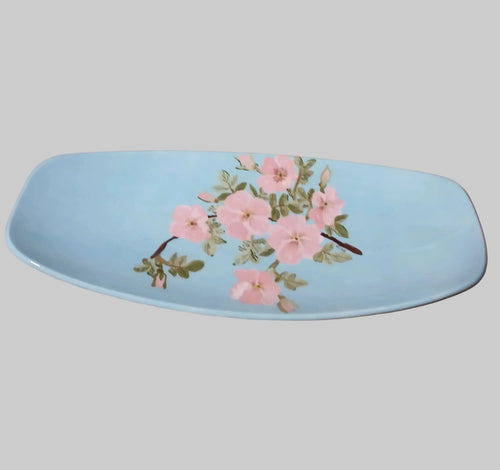 Bella Rosa Hand-Painted Footed Oval Platter — Seyei Fine China, Japan Seyei China