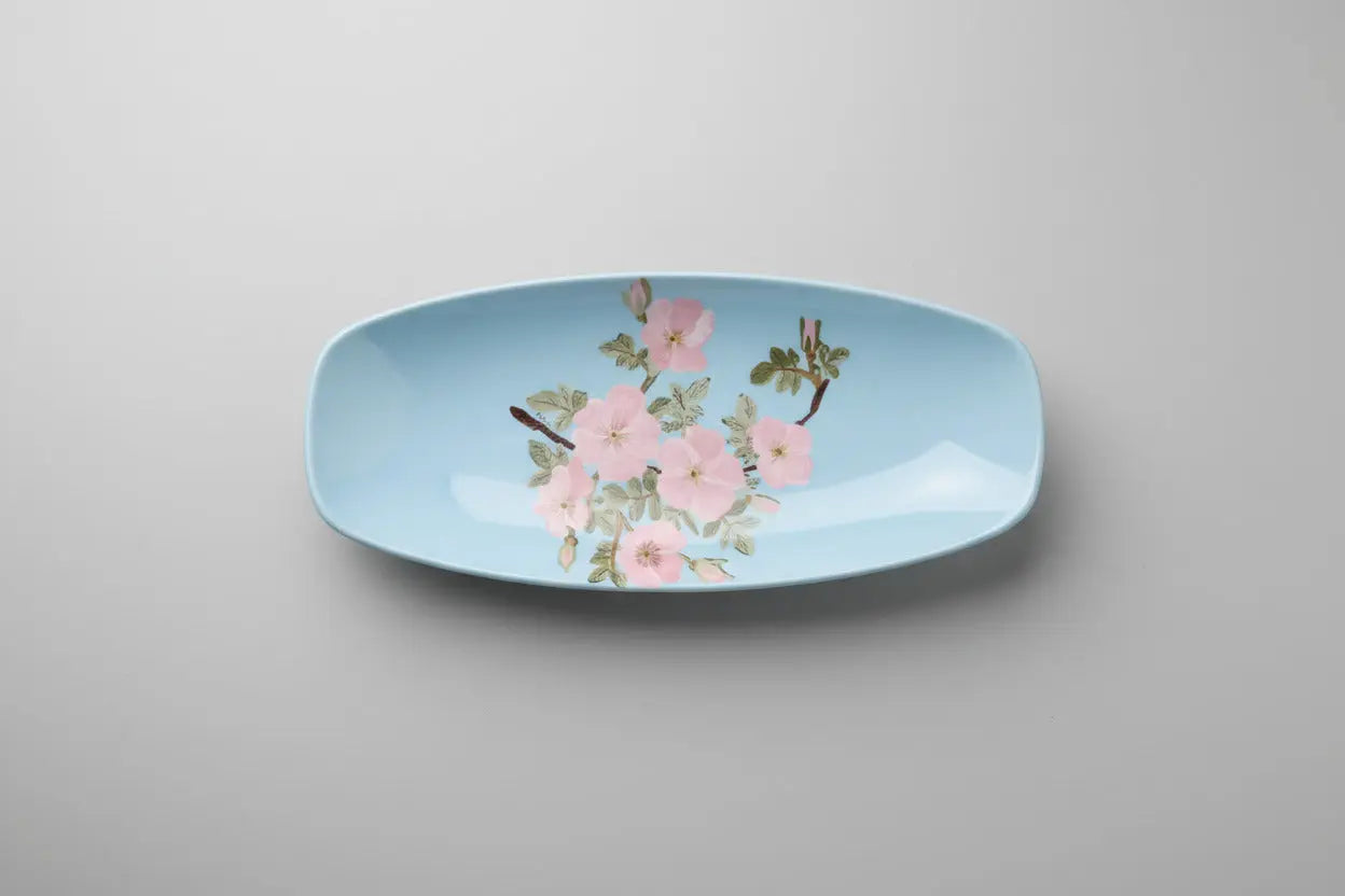 Bella Rosa Hand-Painted Footed Oval Platter — Seyei Fine China, Japan Seyei China