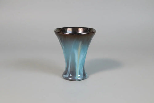 Bay Keramik West German Art Pottery Mini Vase — Turquoise Drip Glaze, Gold Rim, Tulip Form, 1950s–60s Bay Keramik