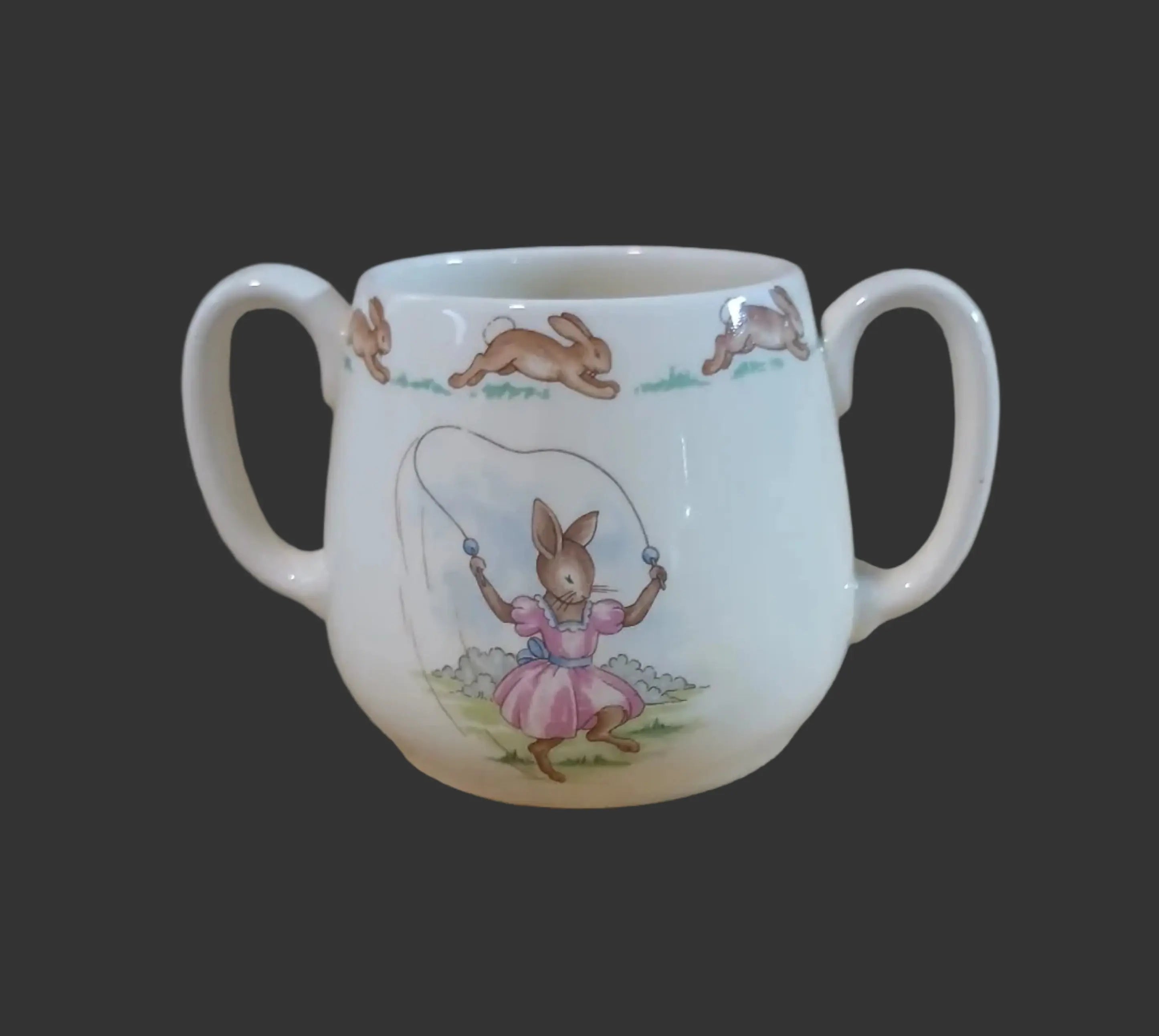 Royal Doulton Bunnykins Skipping Rope Children’s Mug — Vintage 1960s–1970s Royal Doulton