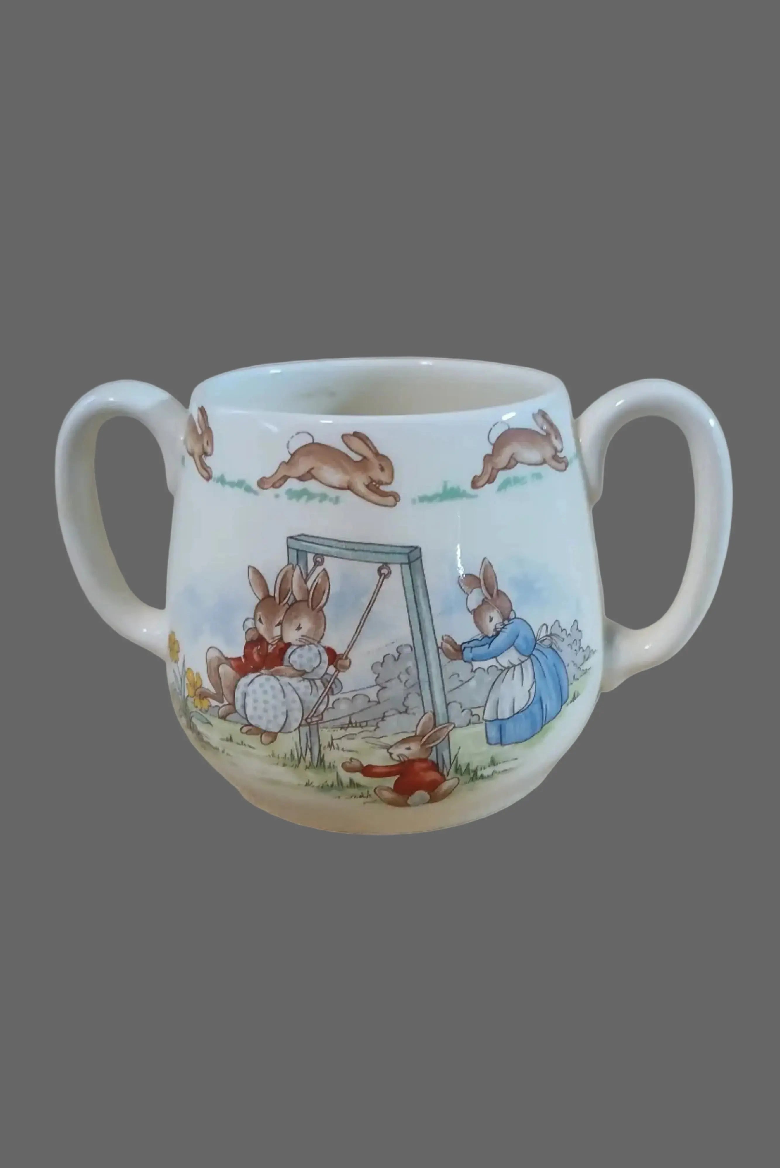 Royal Doulton Bunnykins Skipping Rope Children’s Mug — Vintage 1960s–1970s Royal Doulton