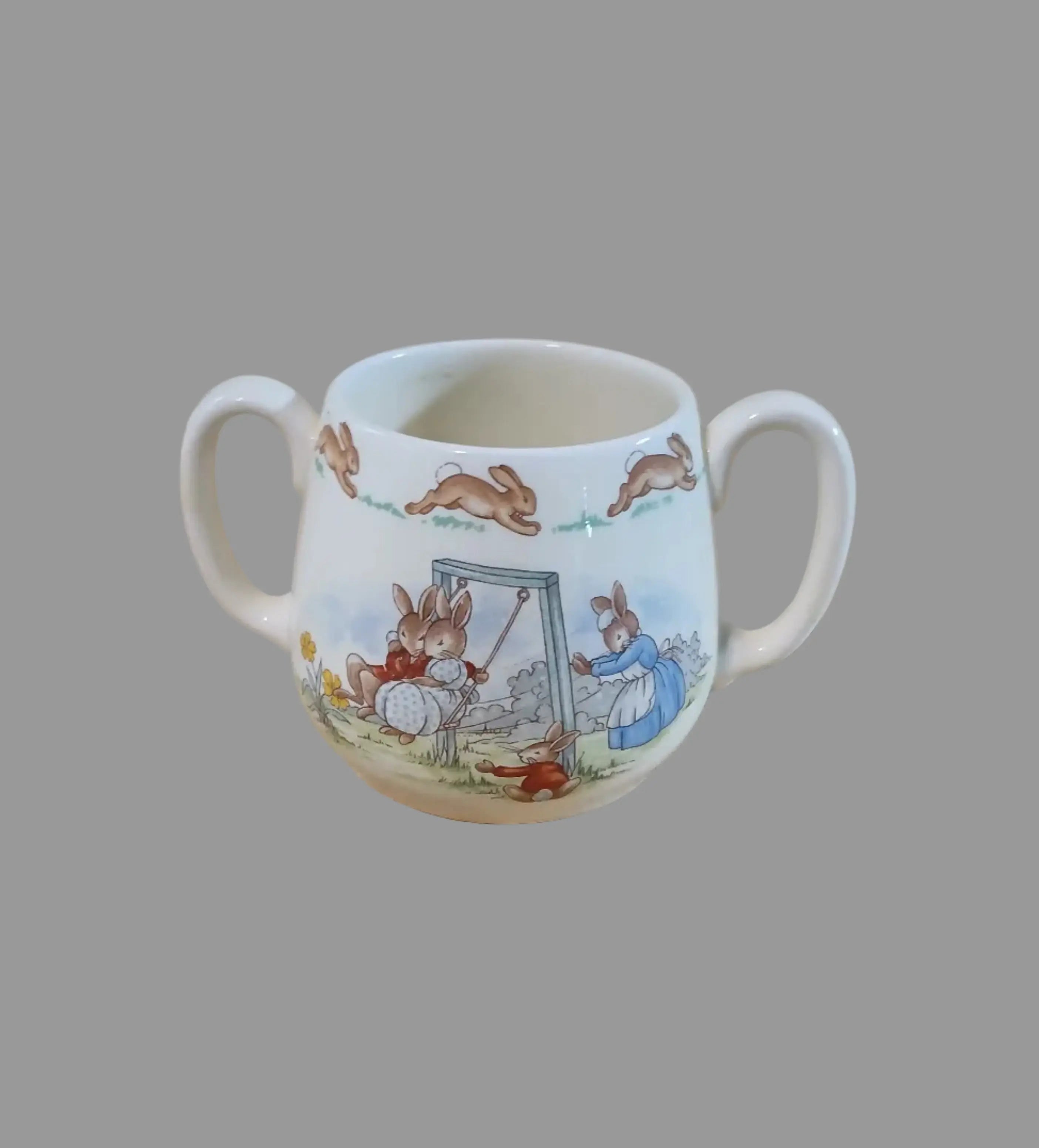 Royal Doulton Bunnykins Skipping Rope Children’s Mug — Vintage 1960s–1970s Royal Doulton