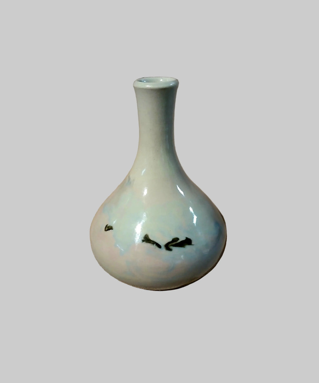 Brouwer Studio Pottery Vase — Netherlands Mid-20th Century Signed Porcelain Vintage Craze