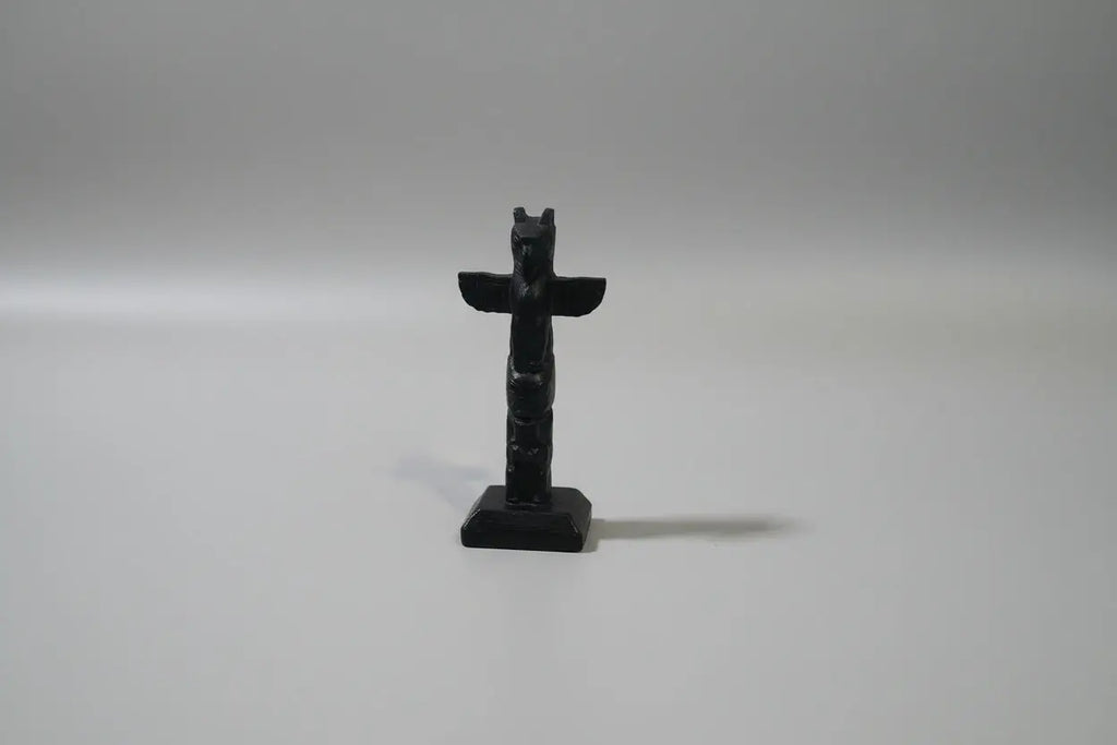 Boma Canada Totem Pole Figurine — Vintage Indigenous Thunderbird Argilite-Style Resin Vintage Craze