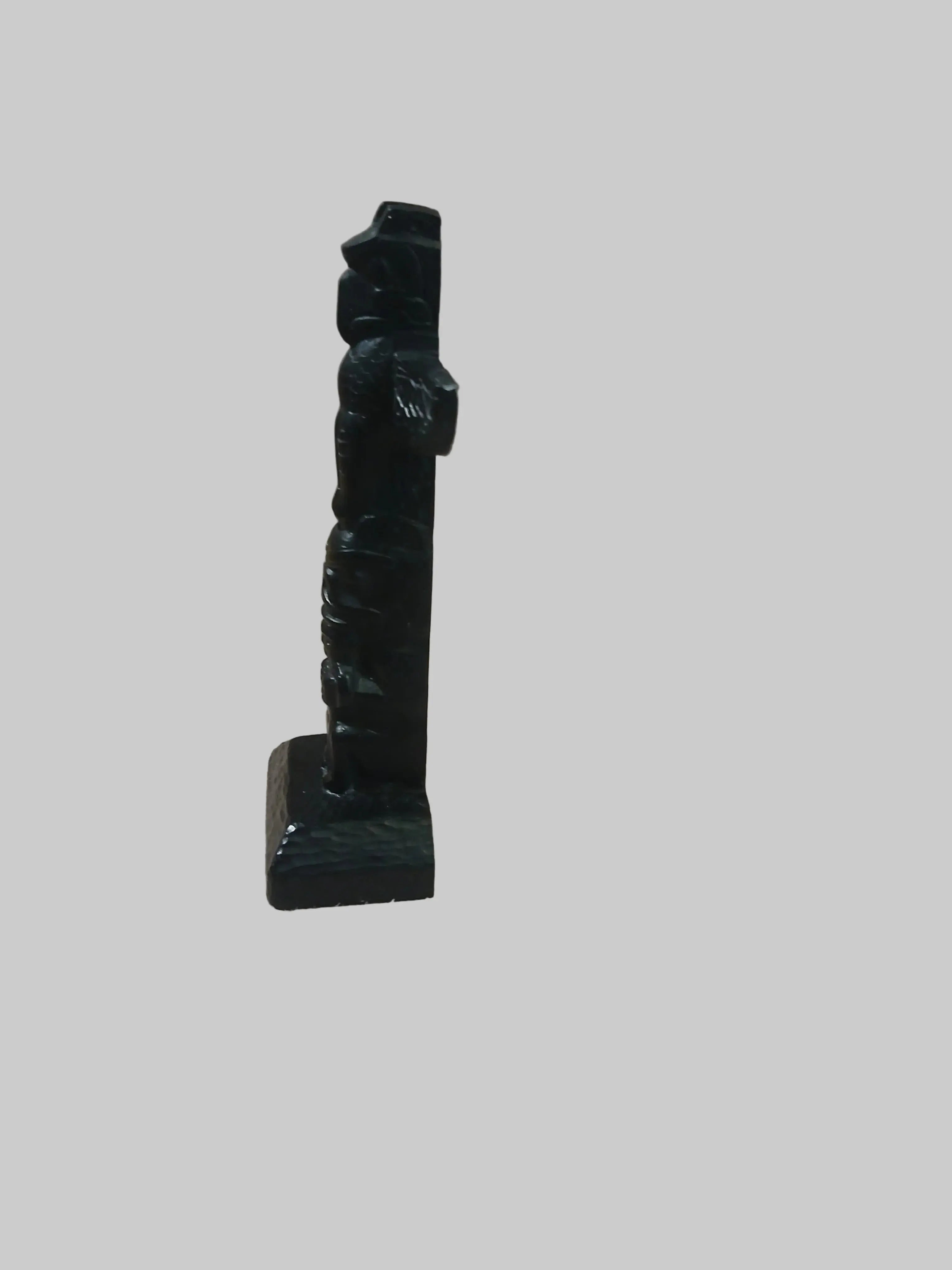 Boma Canada Totem Pole Figurine — Vintage Indigenous Thunderbird Argilite-Style Resin Vintage Craze