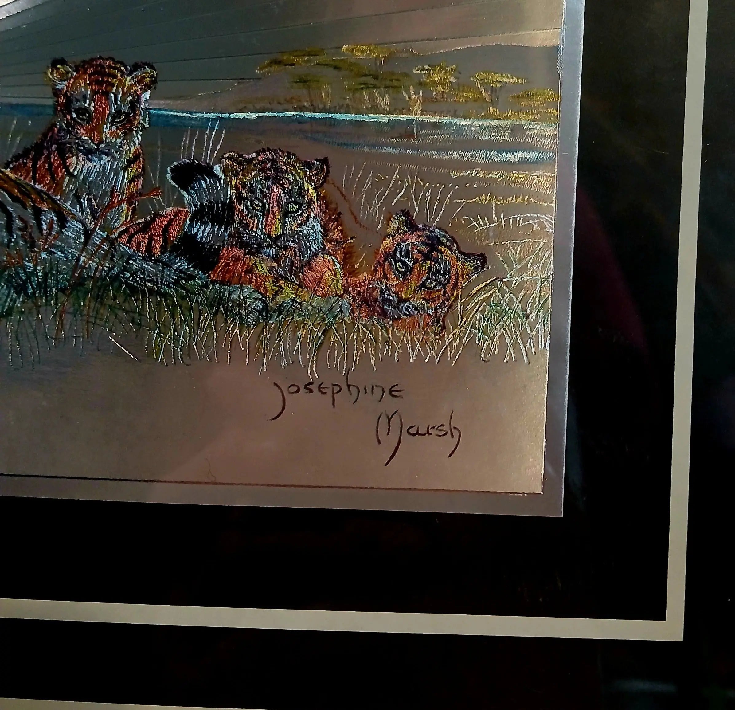 Josephine Marsh Dufex Foil Art Print – Tiger with Cubs | Vintage