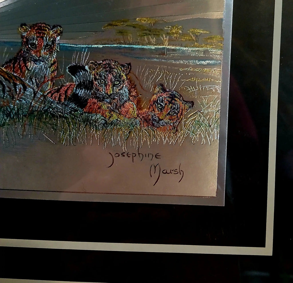 Josephine Marsh Dufex Foil Art Print – Tiger with Cubs Josephine Marsh