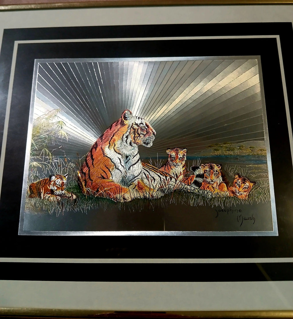 Josephine Marsh Dufex Foil Art Print – Tiger with Cubs Josephine Marsh